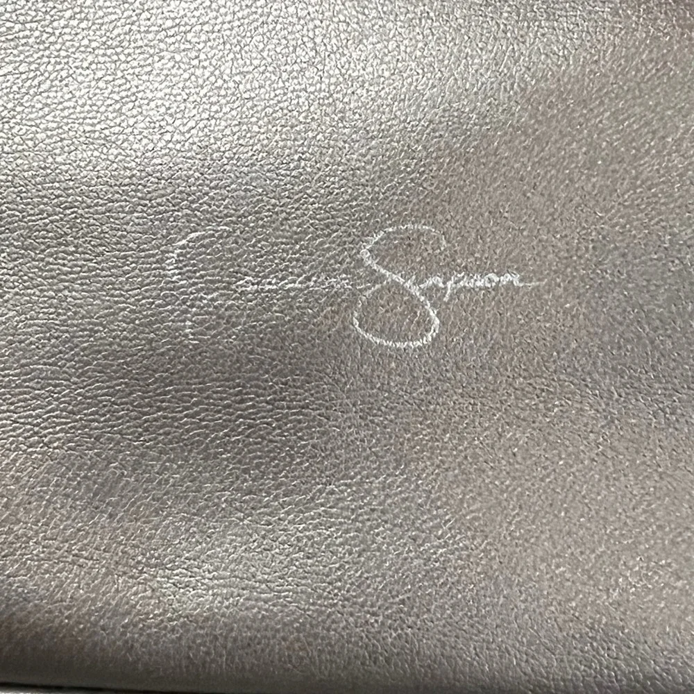 Jessica Simpson Quilted Chevron Flap Shoulder Bag Silver Metallic Chain Strap‎
